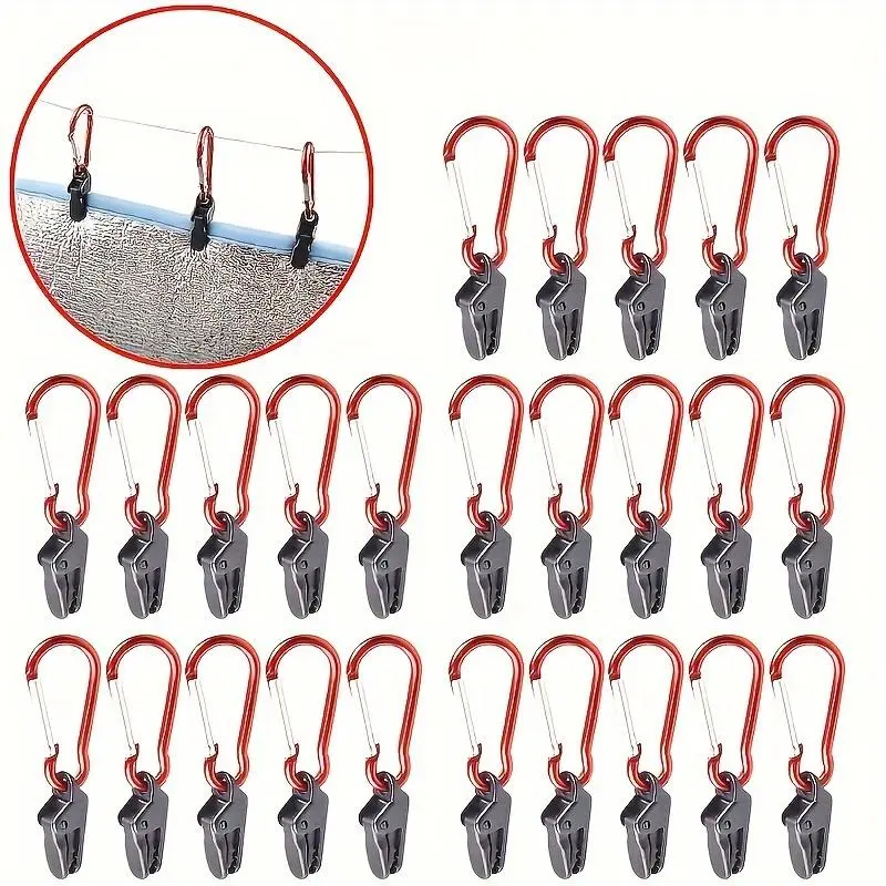 20pcs Tarp Clip Windproof Clamp With Carabiner, Awning Clamp Set For Awnings Outdoor Camping Caravan Canopies Tent