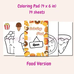 Coloring Pad Food Version for students,offices,gift for Christmas 14 Sheets, 4x6 Size Buy 2 Get 1 Pen & Pencil for FREE