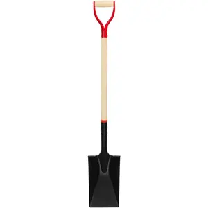 Spade Shovel for Digging, Heavy Duty Spade Shovel with Wooden D-Handle, Square Flat Shovel for Gardening and Edging, 45 Inches