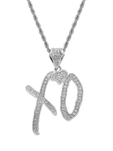 Unisex High Hip Hop Xo Letter Pendant Necklace, Fashion Cubic Zirconia Exaggerated Design, Creative Gift Jewelry for All Seasons, Iced Out Jewelry