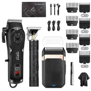 Men's professional pruning suit, electric shaver, Cordless Rechargeable Clippers, Barber Clippers Set, equipped with 8 combs, with digital display, precise pruning tools, to meet the modeling needs, an ideal gift for men