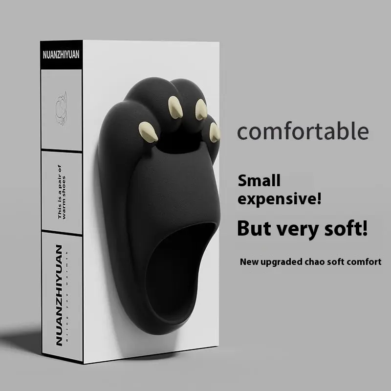 Cute Bear Paw Plush Slides for Men and Women, Soft Cushioned Open-Toe EVA Sole Indoor Footwear, Flat Casual Slip-On Fashion Accessory