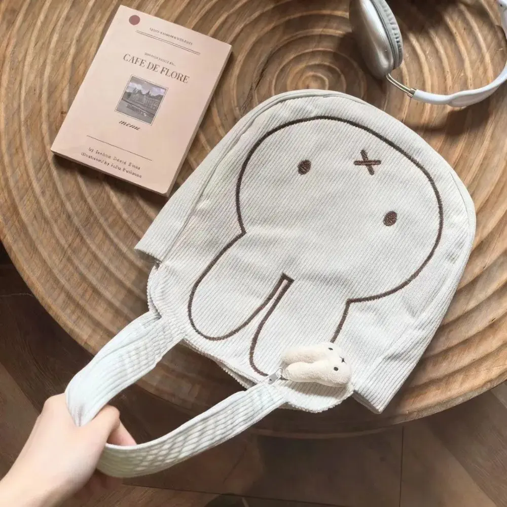 Kawaii Miffy Cute Canvas Bag Shoulder Bag Large Capacity Printed Hand-held Storage Bag Gift Toy for Girl
