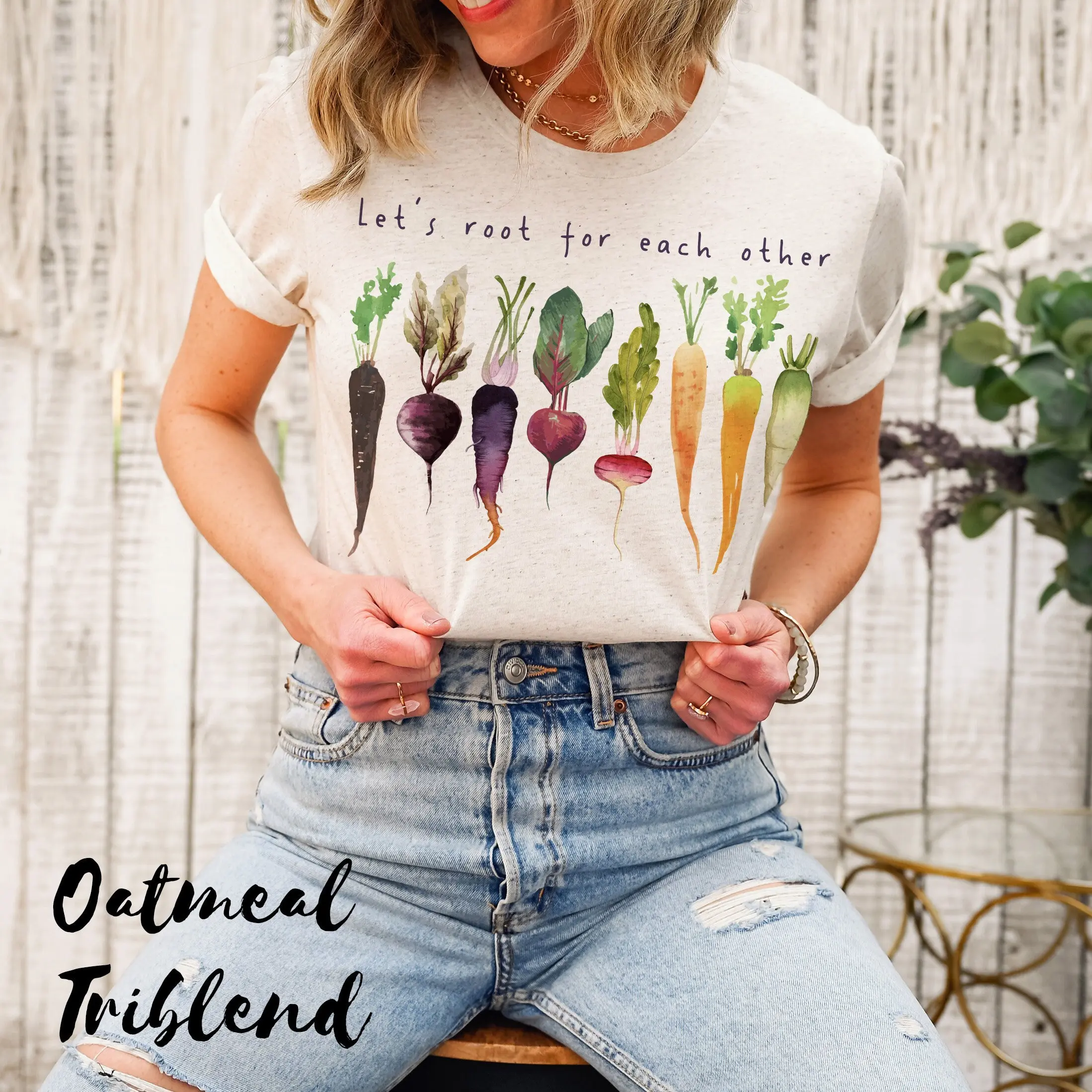 Let's Root For Each Other And Watch Each Other Grow! Gardening Vegetable Green Thumb Design Unisex Relaxed Jersey T-shirt For Women
