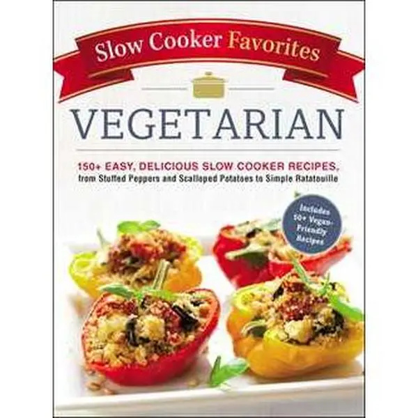 Simon & Schuster Crockpot Cookbook - Slow Cooker Vegetarian & Vegan Home Cooking, 150+ Easy, Delicious, Healthy Family Recipes (Stuffed Peppers, Scalloped Potatoes), Softcover Book, Adams Media, Regular Print, 176 Pages
