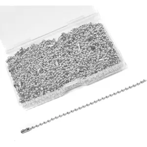 100 Pcs Silver Ball Chains Bulk, 4.72 Inch Beaded Keychain Links with Connectors, Dog Tag Chains for DIY Jewelry Making, Crafts & Hanging Decorations