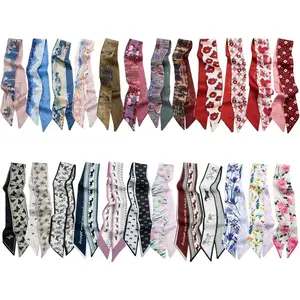 24PCS Fashion Scarf Set for Women,Satin Neckerchief, Tie Headbands,Purse Scarf for Bag Accessories