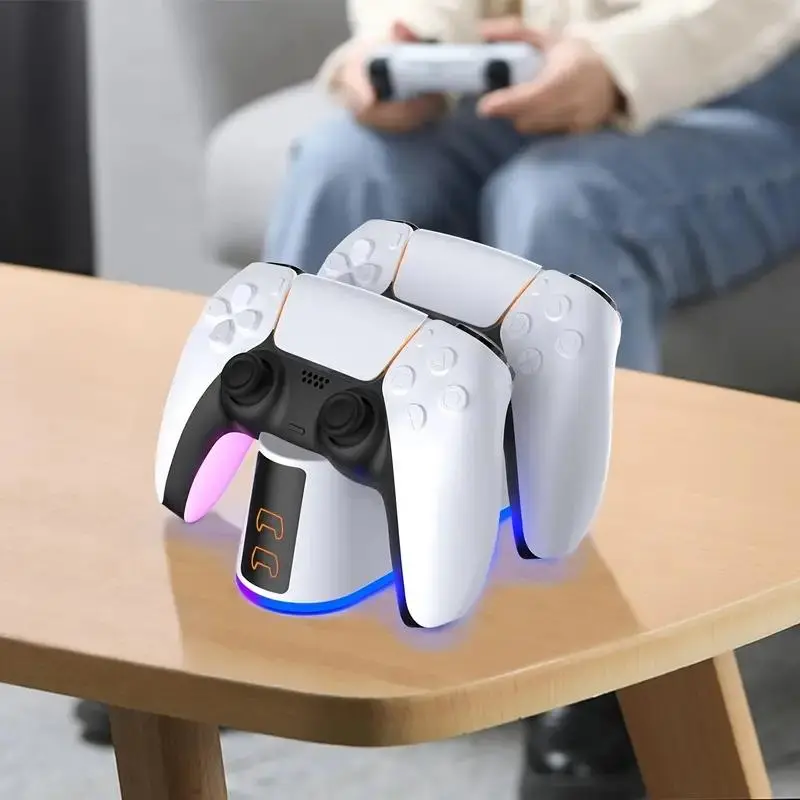 Wireless Controller Charger, Type-C USB Dual Fast Charging Cradle Station for PS5 Joystick Gamepads, Console Accessories
