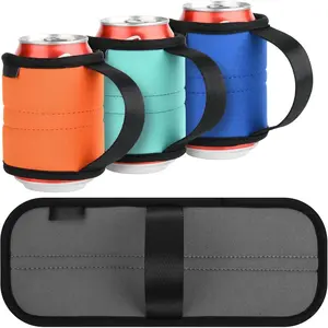 4 count Drink Can Insulator Sleeve Neoprene  Wrap Can Cover Anti-Slip Insulated Can Cooler Cover Bottle Holder with Handle for 12 oz above Beverage Soda Drink Can  Bottle (4-Color (4Pcs))