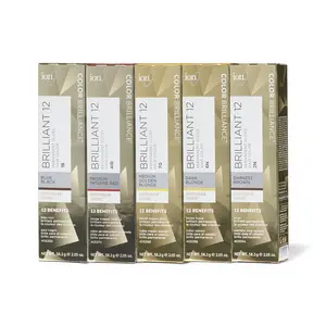 ion Brilliant 12 Pre-Mixed Color-Safe Permanent Glossy Hair Color - 2.05 Oz Gentle Conditioning Botanical Hair Care Formula, High Shine, Anti-Fade UV Protection, 100% Gray Coverage, PPD-Free, Hyaluronic Acid, Argan Oil, Vibrant Pigment, Pre-Mixed Permanen