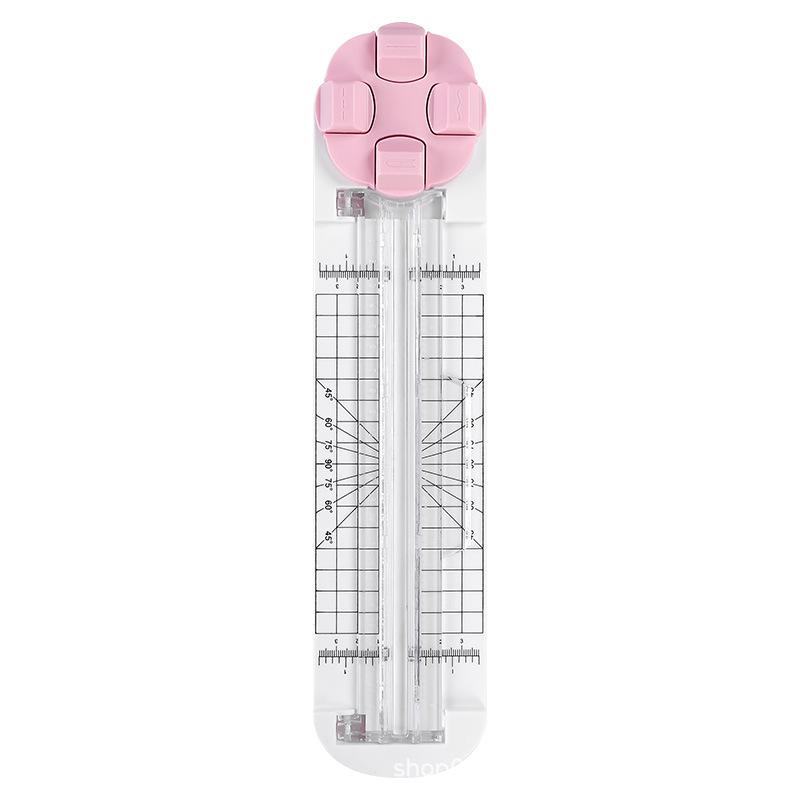 4 in 1 Paper Trimmer, Multi-Function Craft Cutter for Paper, Photo and Postcard Cutting, Portable Scrapbooking Tool with Wave and Creasing Lines (Pink)