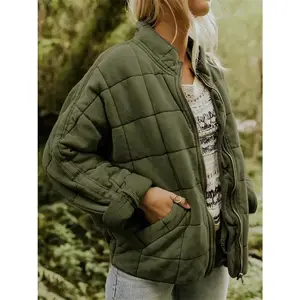 Winter Cotton Jacket Woman Vintage Thickened Warm Coat Female Oversized Loose Long Sleeve Pocket Jackets Lady Zipper Outwear Womenswear TopsGift1