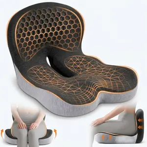 Seat Cushion, Office Chair Seat Cushions for Office Chairwith L-Shaped Ergonomic Design, Memory Foam ChairCushion for Long Sitting Office Worker(Black Gray)