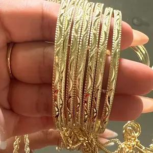 18k gold plated Bangles Non-Tarnish Elegant Filigree Design for Women's Fashion Jewelry