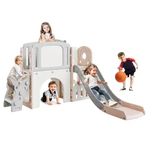 8-in-1 Toddler Activity Center Playground Set – Slide, Climber, Basketball Hoop, Tunnel, Rocker, Telescope & Storage – Indoor/Outdoor Kids Play Tunnel for Boys & Girls – Safe, Sturdy Design