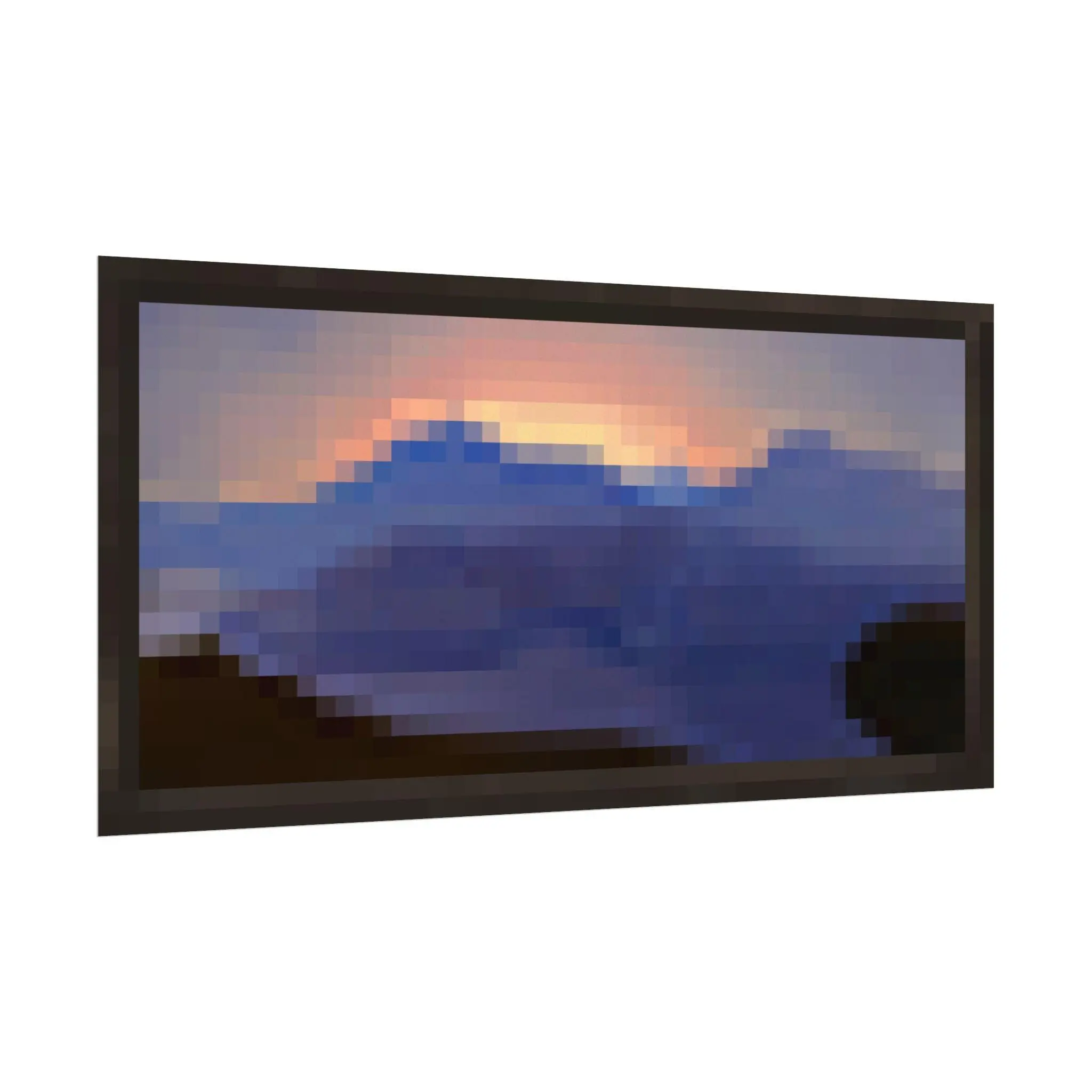 Pixel Art Mountain Sunset Canvas Poster, Retro 8-Bit Landscape Wall Art Print, Minimalist Gamer Room Bedroom Aesthetic Decoration