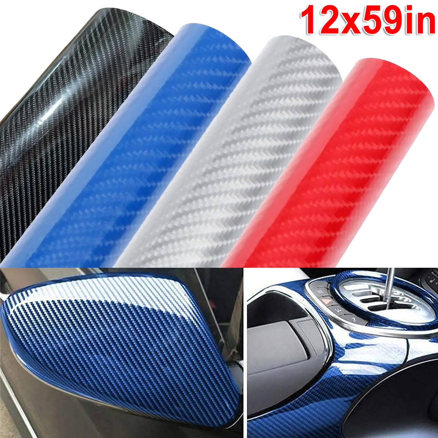 6D Texture Resistant Vinyl Wrap Roll, 1ft x 5ft (150cm) Super Glossy Car Decal for Car Window Pillar Post Trim B Pillar Panel, Interior/Exterior Surface Decoration Automotive Accessory