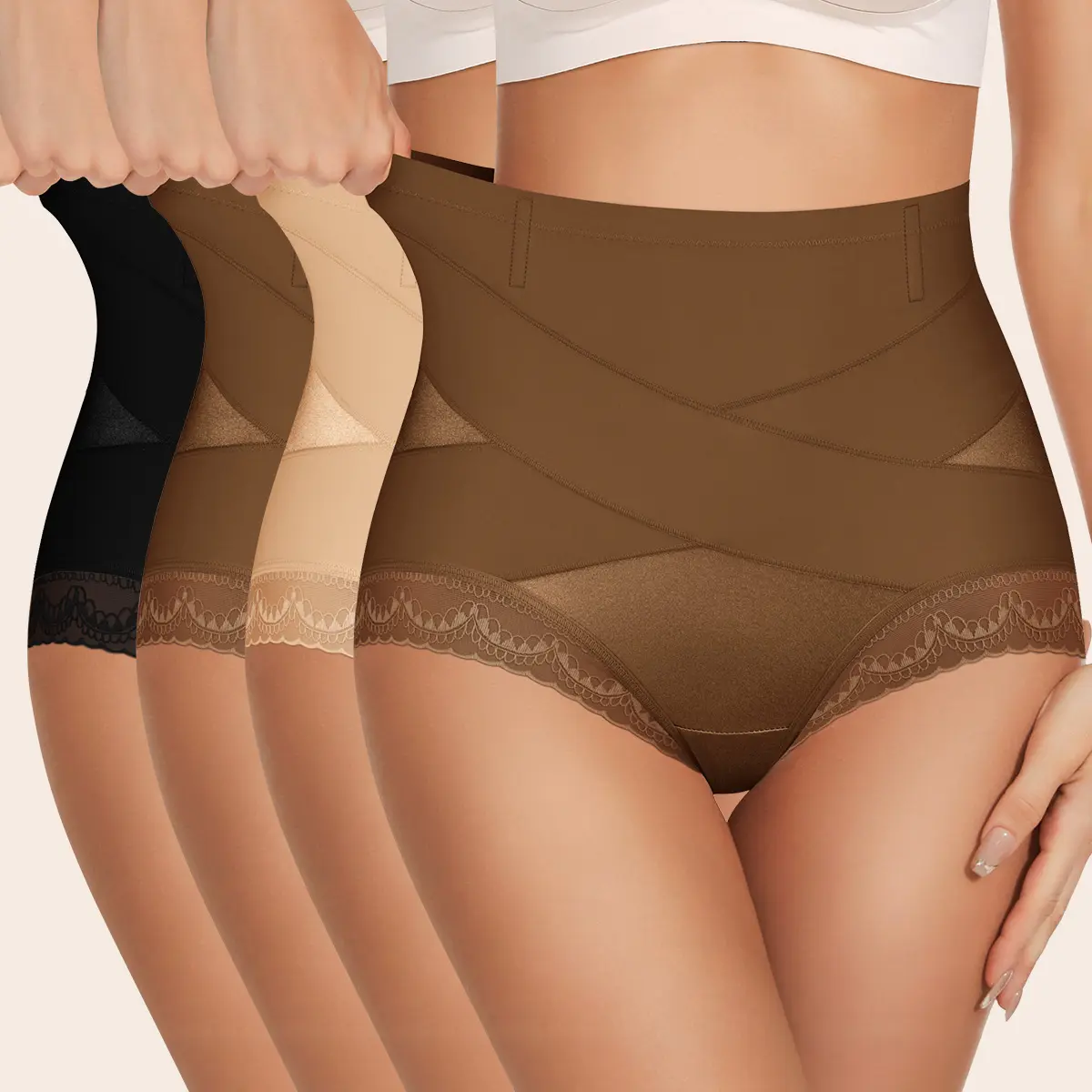 Morelect Lingerie for Women, Basic High-Waist Panties with Crisscross Front and Lace Trim, Anti-Roll Briefs (1/3/4 Pack), Lady, Modern Briefs, Mid-High Waist Briefs,clothes for back to school,first day of school outfits