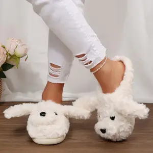 Women's Cozy Furry Puppy - Look Slippers for Indoor Wear Winter Warm Indoor Outdoor Shoes