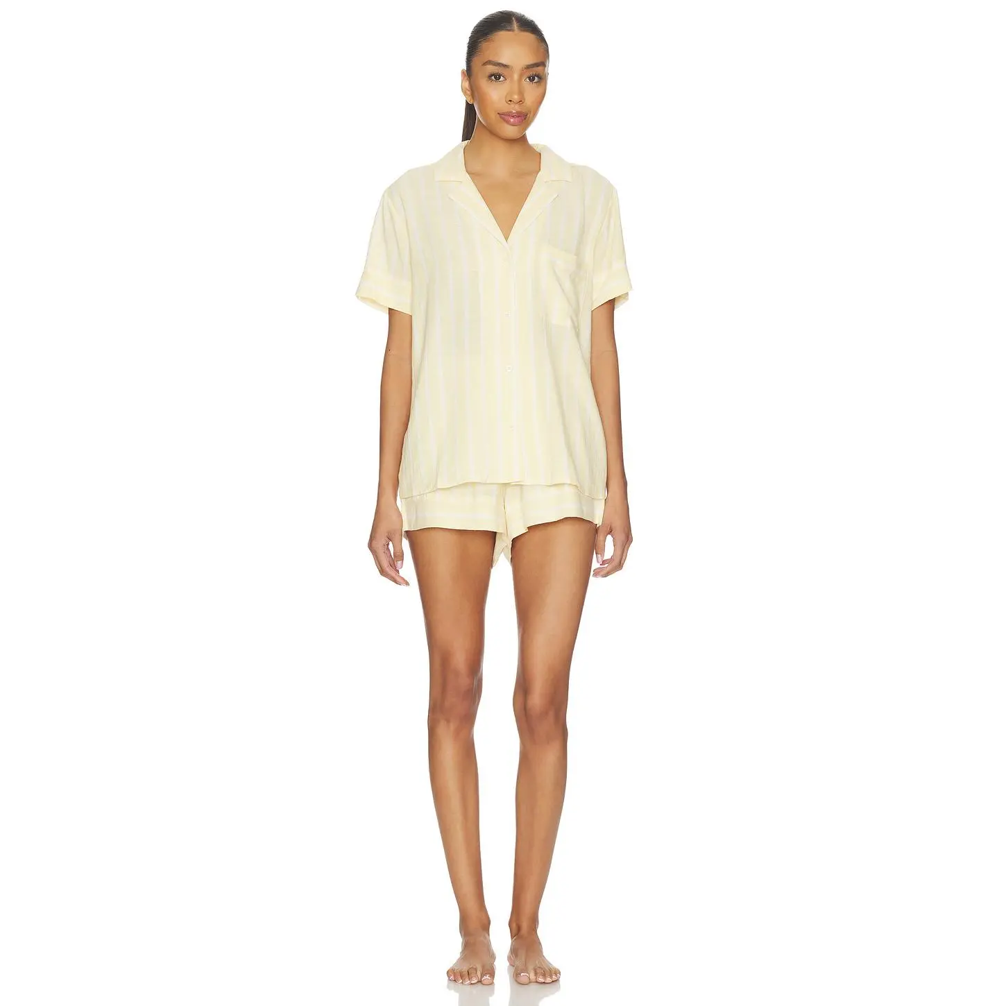 eberjey Nautico Shortie Pj Set in Sunbeam & Ivory