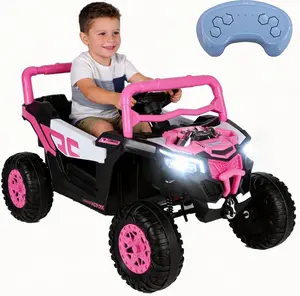 12V 2-Seater Electric UTV Buggy Ride-On Car for Kids Ages 2-4, Parental Remote Control, Spring Suspension, Bluetooth Music, LED Lights, Battery-Powered Pink Toy Truck
