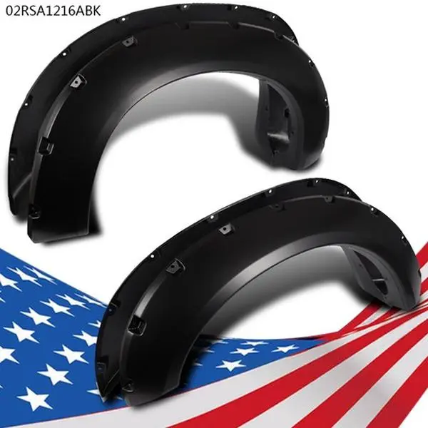 CROSSDESIGN Pocket-Style Rivet Fender Flares, Automotive Car Exterior Mud Flaps & Splash Guards for 11-16 Ford F250 F350 Super Duty Truck, Vehicle Offroad Car Accessories