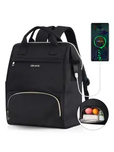 Solid Color Backpack with Usb Charging Port, Large Capacity Laptop Backpack, Multifunctional Backpack for Travel Work Travel Picnics Hiking, Laptop Compartment Backpack