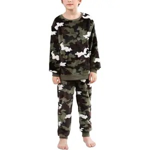 P-GCS026   Boys Fleece Pajamas, Soft Cozy Pullover Sweatshirt Pants Set for Kids 7-16 Years