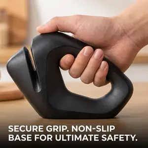 USELUCK 6-in-1 Knife Sharpener, , Single Slot Manual Sharpener for Kitchen Knives, Fast Sharpening Tool Restores Dull Blades, Easy & Safe for Home Use