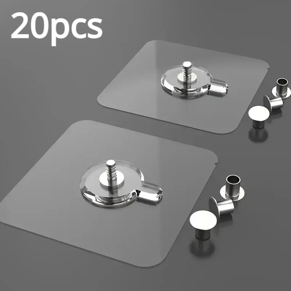 20pcs Strong Adhesive Hooks Picture Frame Poster No Drilling Hooks Waterproof Kitchen Bathroom Accessories Screw Hooks