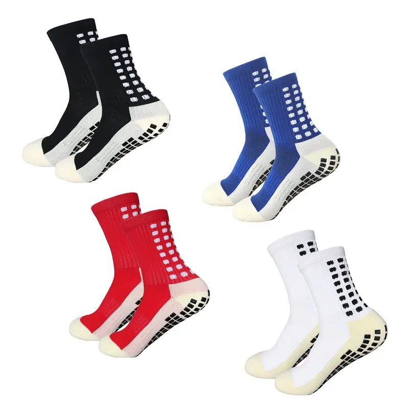 Men's 4-Pair Athletic Grip Gym Socks - Non Slip All-Season Comfort Tube Socks with Grip Pads for Multi-Sport Use (Soccer, Basketball, Workout)