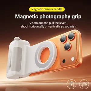 Magnetic Phone Camera Grip with Physical Control Buttons & Zoom Lever, MagSafe/Universal Compatible Photography Handle, Wireless Remote & 4000mAh Power Bank, Ergonomic Grip for Mobile Vlogging & Content Creation