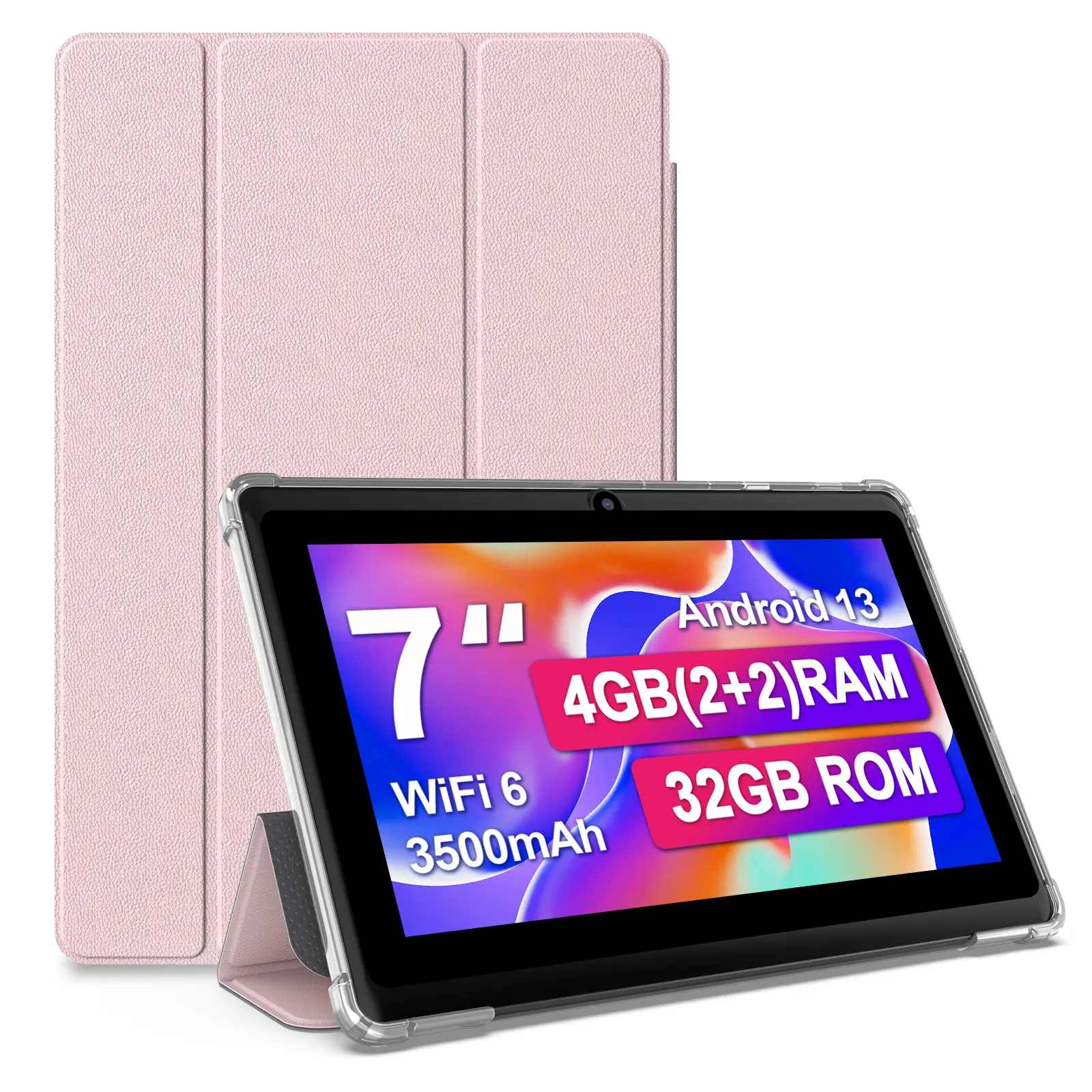 7 Inch Android 13 Tablet PC, 4GB RAM, 32GB Storage, 3500mah Battery, HD 1024x600 IPS Screen, Dual Camera, WiFi Enabled, Portable Tablet