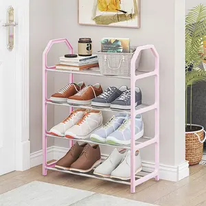 Expandable and Adjustable Shoe Rack Organizer, for Bedroom, Closet, Entryway, Hallway, Black, 4-Tier Shoe Shelf (8 Pairs of Shoes) 4-Layer Metal Shoe Rack Simple Shoe Shelf Footwear Organizer Stand Holder Large Capacity Shoe Shelf Living Roo VIBRATITE