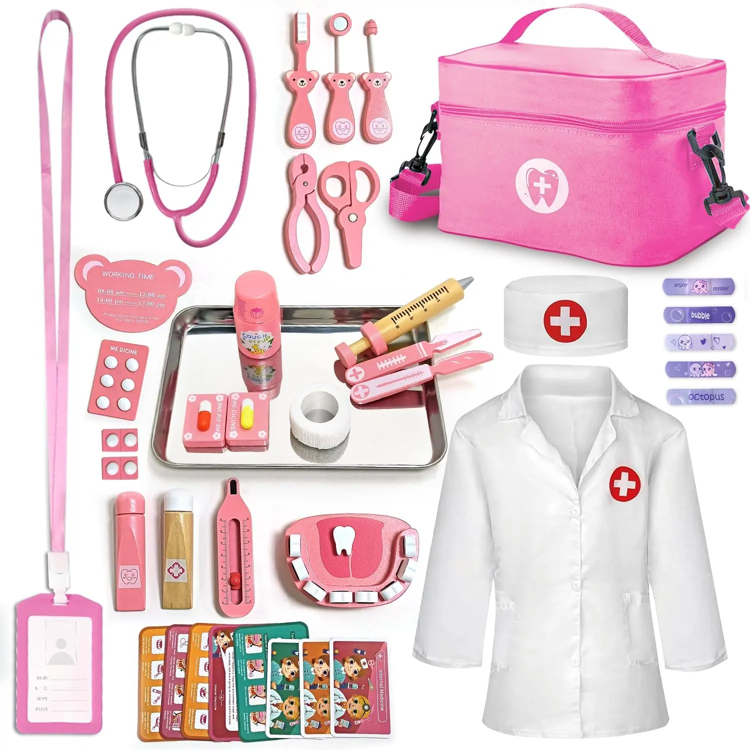 Kids Dentist & Doctor Kit Pretend Play Set with Medical Bag
