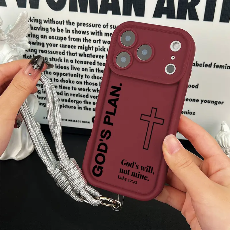 Faith Based Luke 22:42 Soft Smartphone Case with Lanyard - Shockproof, God’s Plan Quote - Fits iPhone 17 Pro Max,16 Pro,15 Plus,14 Pro,13,12,11,XS Max,XS,XR & Samsung Galaxy S25 Ultra,S24 Plus,S23 Handheld Cellphone Devices, Casing