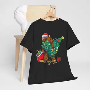 Funny Christmas Shirt - Most Wonderful Christmas Co Bigfoot Christmas Tree Lights Xmas Men Sasquax T-Shirt - Menswear Tops