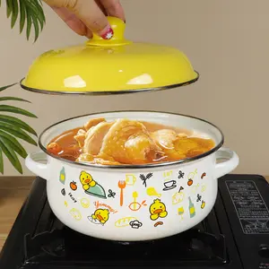 3-Piece Exquisite Enamel Multi-Functional Cookware Set, Including Enamel Pot, Soup Pot, Stew Pot and Tableware, Handmade, Suitable for Restaurants and Home Kitchens, Can Be Used as Home Decoration and Holiday Gifts.