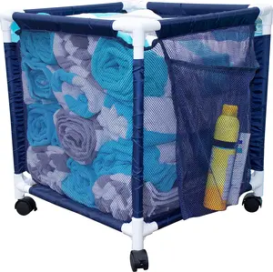 Pool Storage Organizer Mesh Rolling Pool Equipment Bin, Mini (18" W x 18" L x 20" H) - Style PB-S100