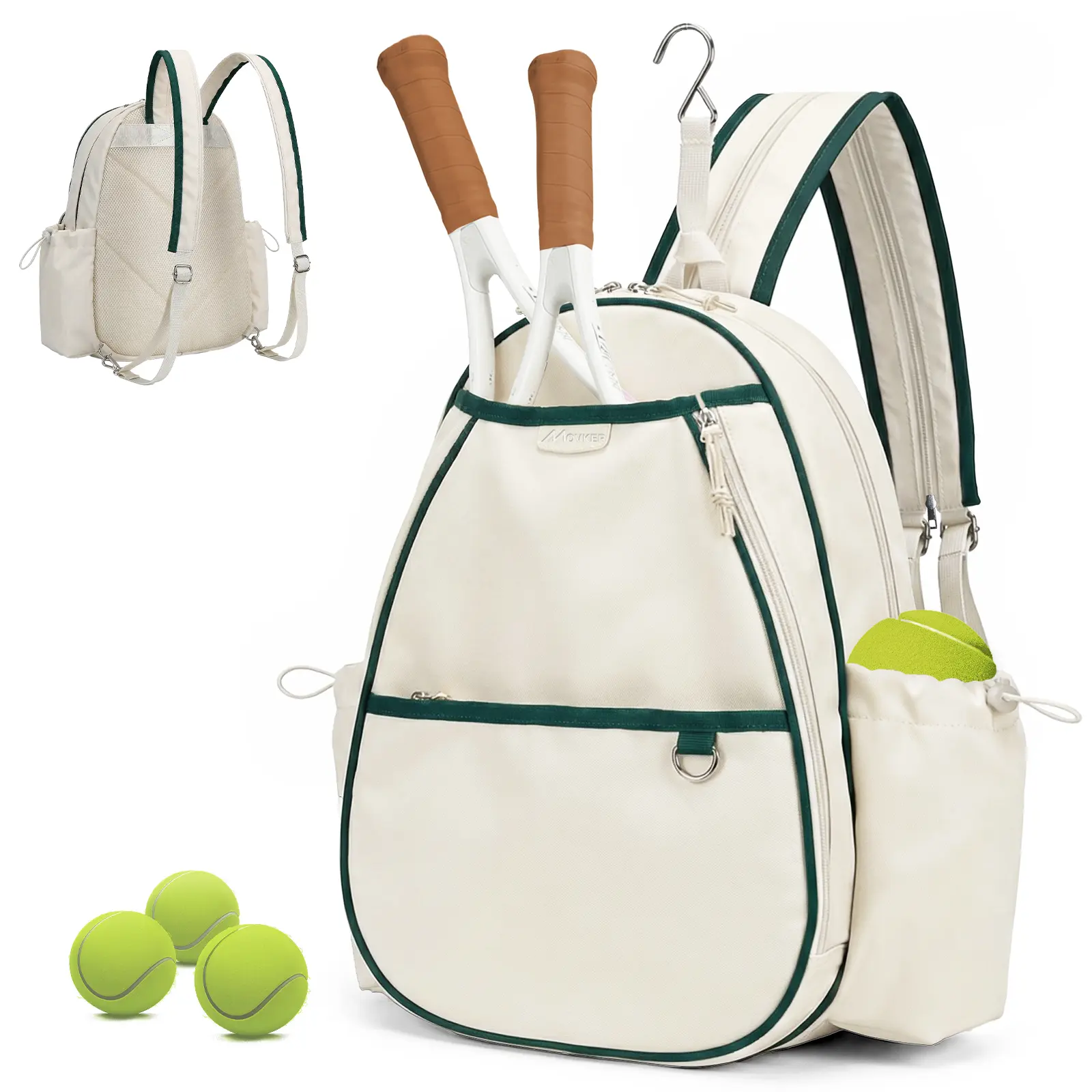 Movker Tennis Sling Crossbody Bag for Women & Men – 2-Racket Capacity with Waterproof Pocket & Fence Hook, Lightweight Backpack for Court, Suitable for Tennis Badminton Pickleball