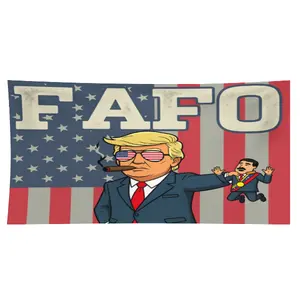 Wall Tapestry White American Flag Background Cartoon Political Figure With Cigar And Sunglasses Wall Hanging For Living Room Bedroom Decor