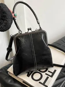 Purse for Women Kiss Lock Crossbody Bag, Fashionable Bags, Vintage Purses and Handbags Messenger Bag,  Trendy PU Leather Shoulder Satchel Purses for Work, Office, Party.Gift Idea