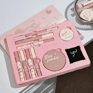 Powder Mist Soft Glow Cosmetic Makeup Set, Full Makeup Kit with Necklace, Perfect Gift for Girls, Birthday and Valentine's Day Presents