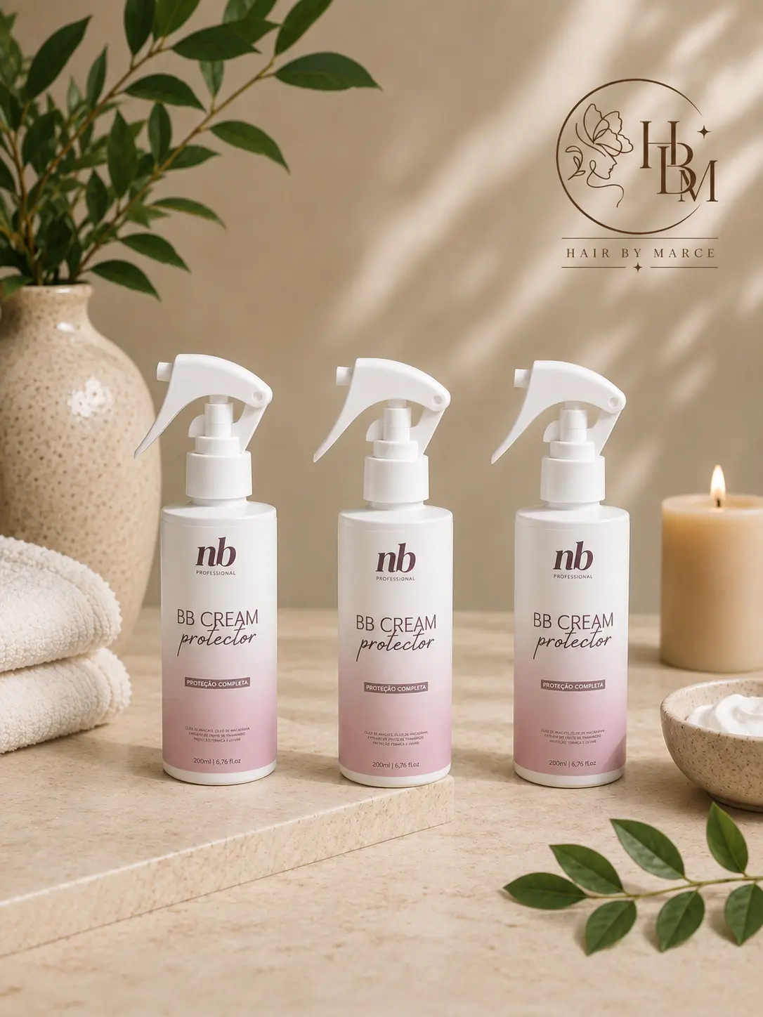 NB Professional BB Cream Hair Protector Spray - Lightweight, Smooth, Silky Heat Protectant, UV Defense, Anti-Frizz Leave-In Treatment, Daily