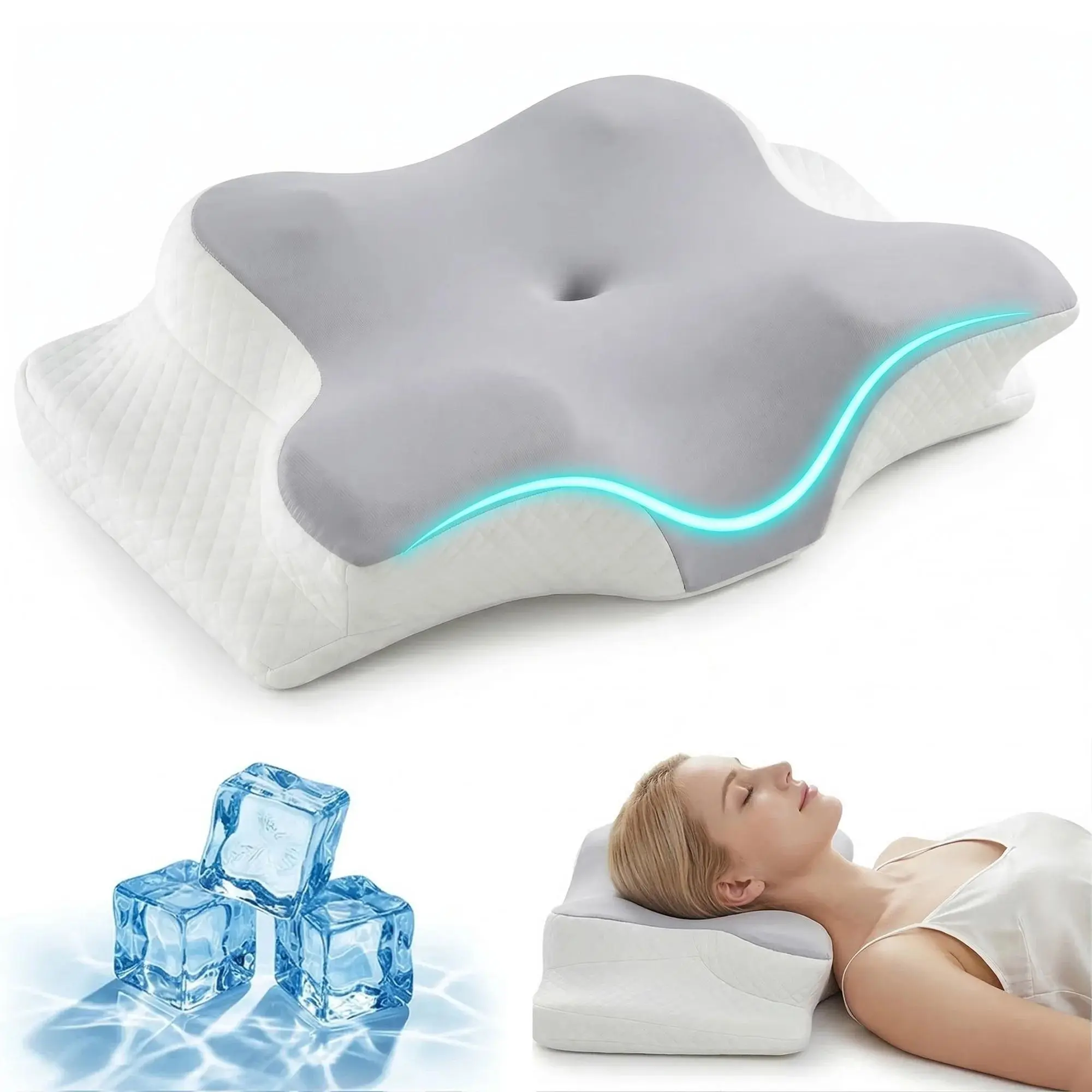 【DealsForYouDays】 |{UCC life} Memory Foam Neck Pillow — Adjustable Ergonomic Memory Foam Neck Pillow (with Cervical Support)