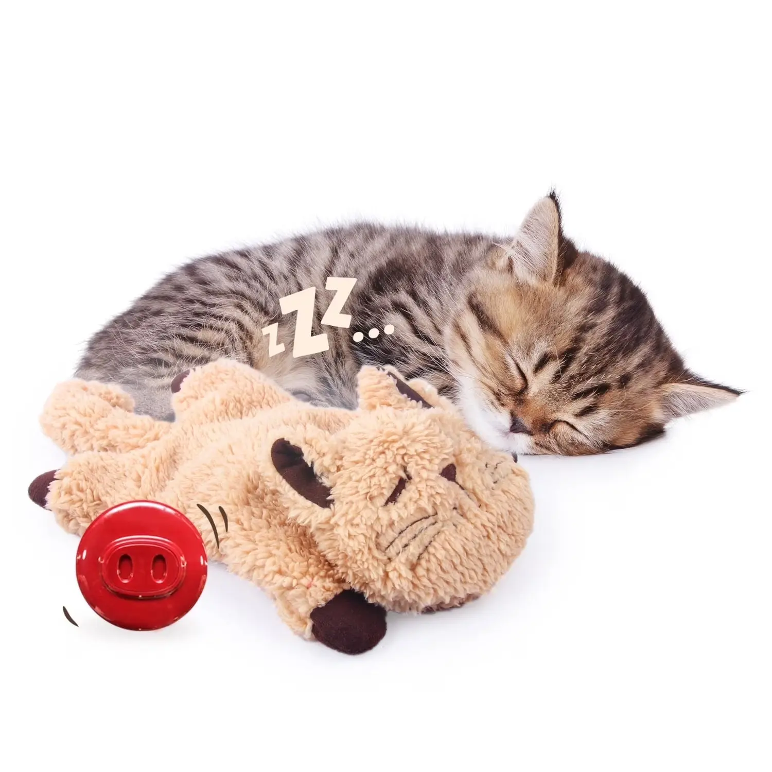 Plush Touch-Activated Cat Purring Toy - Soft Fabric, 2 AAA Batteries, Sleep Aid for Kittens, Calms Stress & Separation Anxiety, Cuddly Cat Accessory