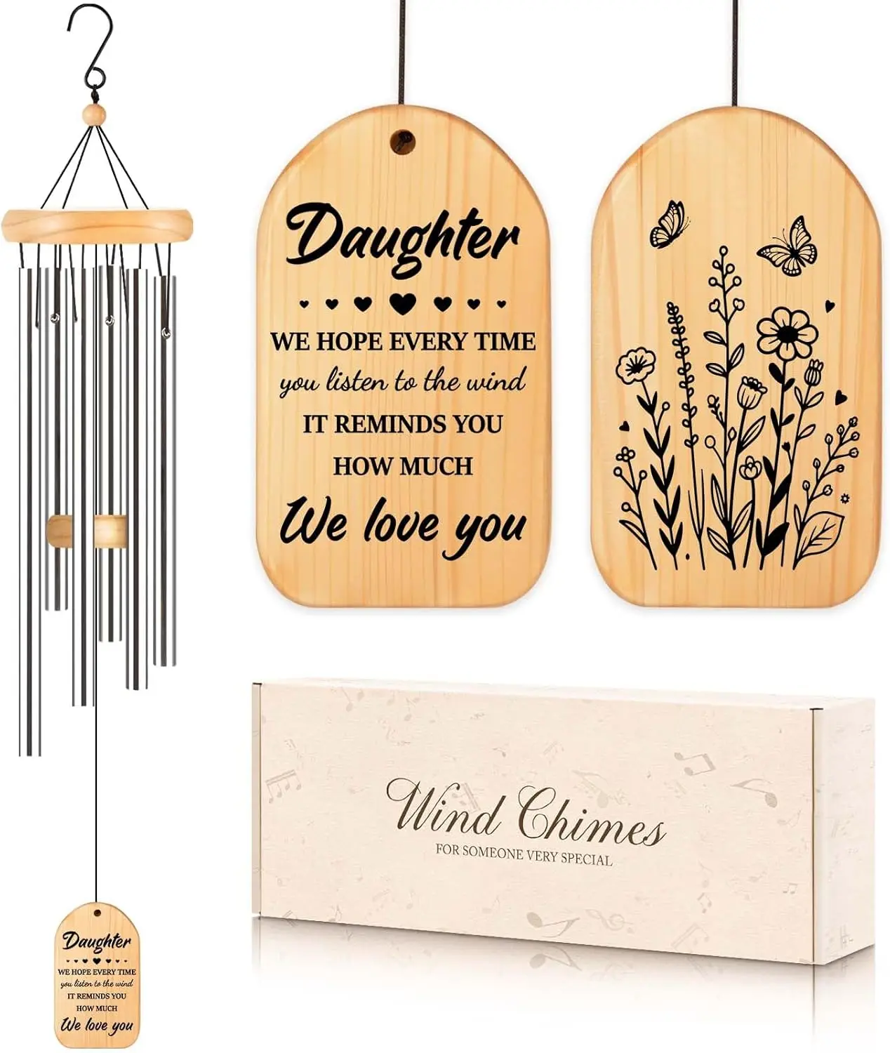 Gifts for Daughter from Mom, Daughter Birthday Gifts, Unique Daughter Gift Wind Chime, Dad Mom to Daughter Wedding, Valentines Day, Daughter Adult, 25.5 inch