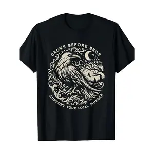 Funny Crow Graphic T-Shirt - Support Your Local Murder - Men's Cotton Tee - Lightweight Everyday Shirt for Crow Lovers & Local Animal Support - Birthday Halloween Outfit Idea - Crow T Shirt, Humorous Apparel, Statement Apparel