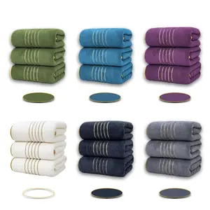 Striped Pattern Bath Towel Set, Soft Absorbent Towel, Comfortable Quick Drying Towel for Hotel, Sports, Travel, Fitness, Yoga