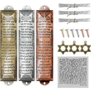 FEIXICHUJI Mezuzah with Scroll for Door, Set of 3 Jewish Door Mezuzah Cases with English & Hebrew Scripture for House Warming Blessing Gifts